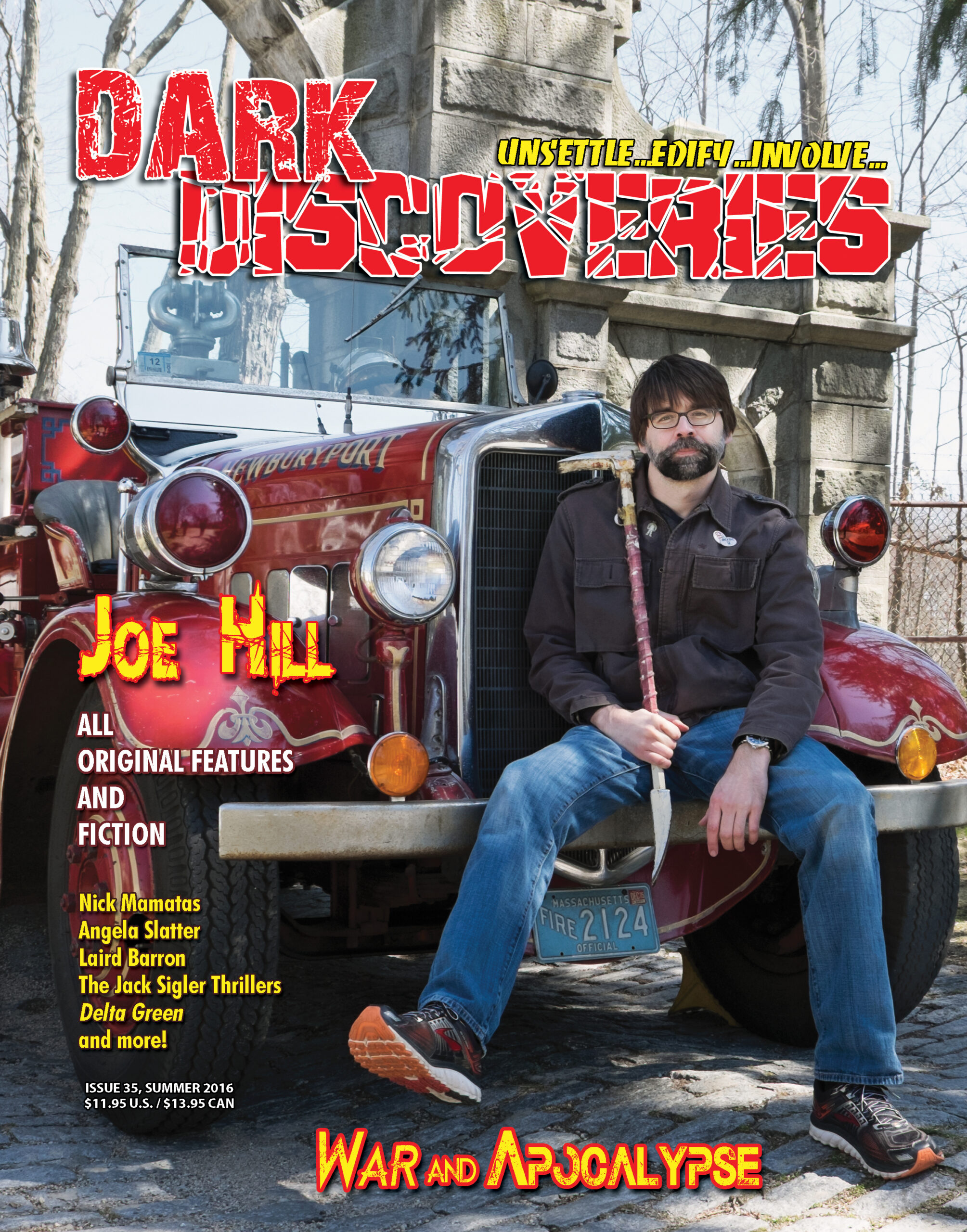 Joe Hill on the cover of Dark Discoveries magazine.